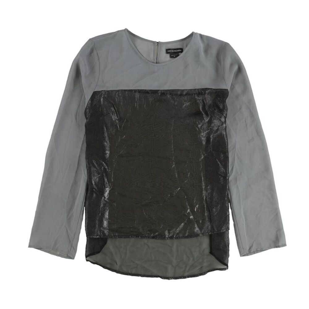 Obey Propaganda Womens Sheer Metallic Colorblock Shell Blouse, NWT